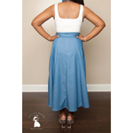 Square Neck Denim Midi Dress