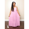 Candy Pink V-Neck Tiered Cami Maxi Dress