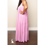 Candy Pink V-Neck Tiered Cami Maxi Dress