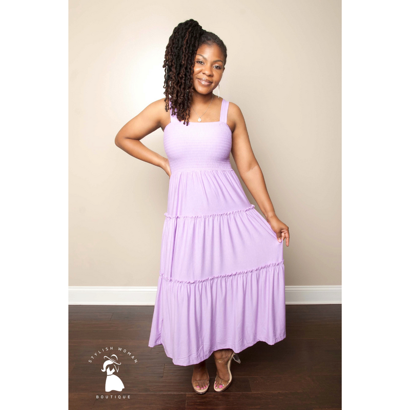 Lavender Tiered Midi Dress