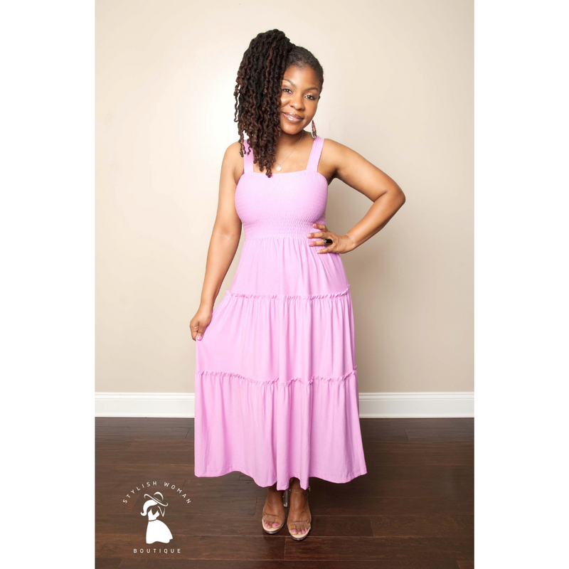 Mauve Tiered Midi Dress