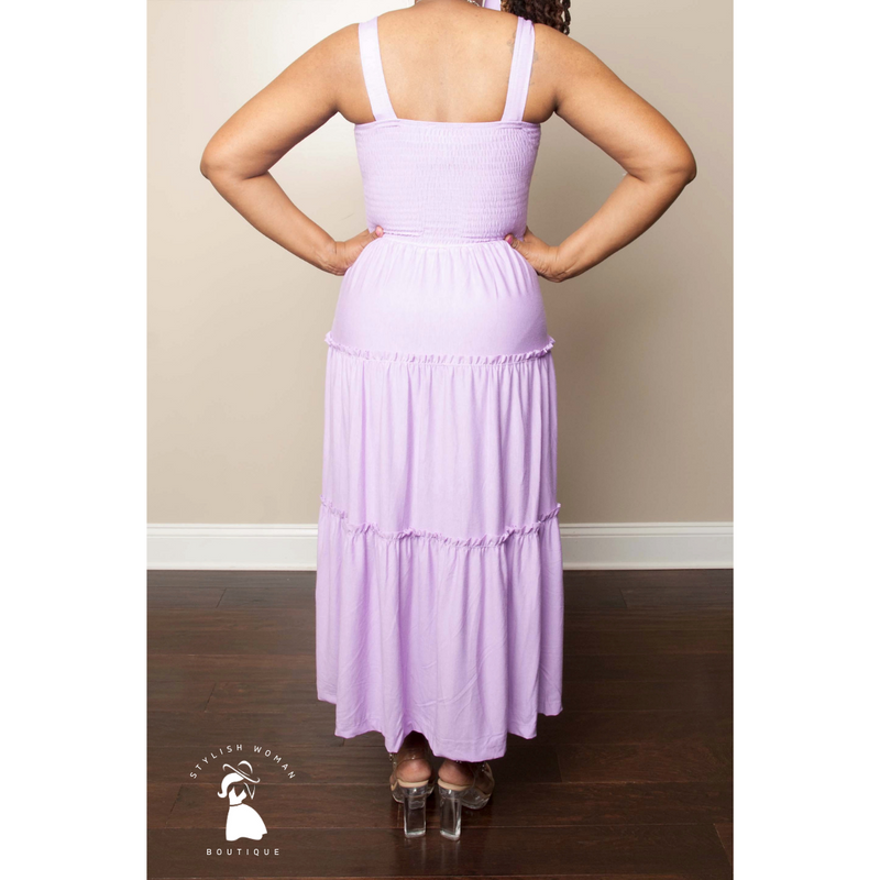 Lavender Tiered Midi Dress