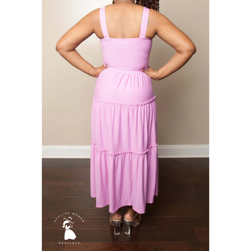 Mauve Tiered Midi Dress