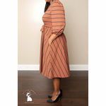 Chocolate and Navy Striped Midi Dress