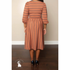 Chocolate and Navy Striped Midi Dress