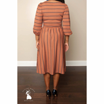 Chocolate and Navy Striped Midi Dress