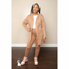 Hooded Deep Camel Open Front Cardigan