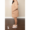 Hooded Deep Camel Open Front Cardigan