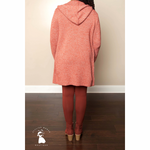 Hooded Dark Rust Open Front Cardigan