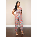 Secret Garden Red and Blue Floral Jumpsuit