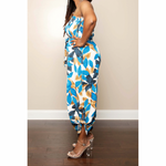 Navy Leaf Printed Jumpsuit