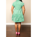 Green Acid Washed Denim Mini Dress