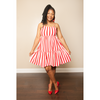 Red/Ivory Striped Baby Doll Dress