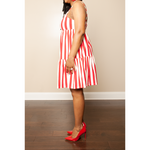 Red/Ivory Striped Baby Doll Dress