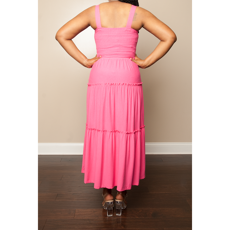 Fuchsia Tiered Midi Dress