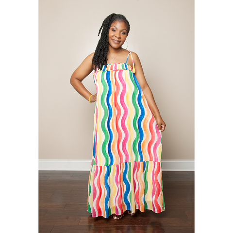 Rainbow Stripe Print Midi Dress in Multi - Roman Originals UK | Rainbow  colored dresses, Colorful dresses, Bright color dresses