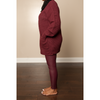 Burgundy Waffle Pocketed Cardigan