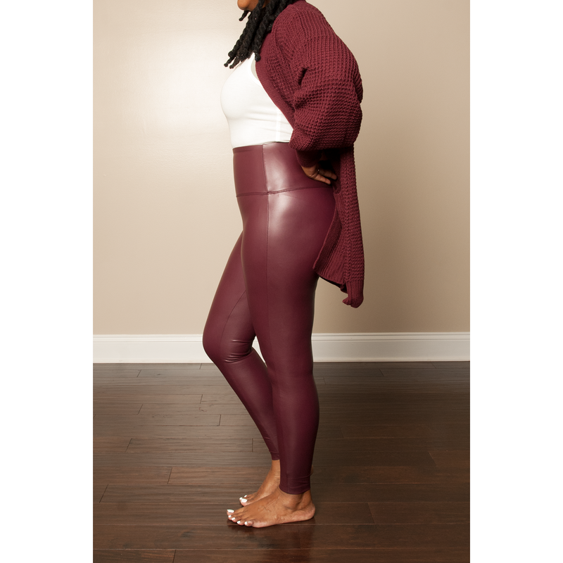 Burgundy Waffle Pocketed Cardigan